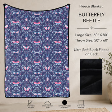 B304 - Pre-Order Butterfly Beetle Fleece Blanket (Closes 7/31. ETA: early Oct)