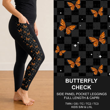 B300 - Preorder Butterfly Check Side Panel Pocket Leggings (Closes 7/15. ETA: mid Sept.)