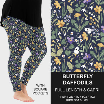 B316 - Preorder Butterfly Daffodils Leggings w/ Pockets (Closes 10/11. ETA: mid Dec.)