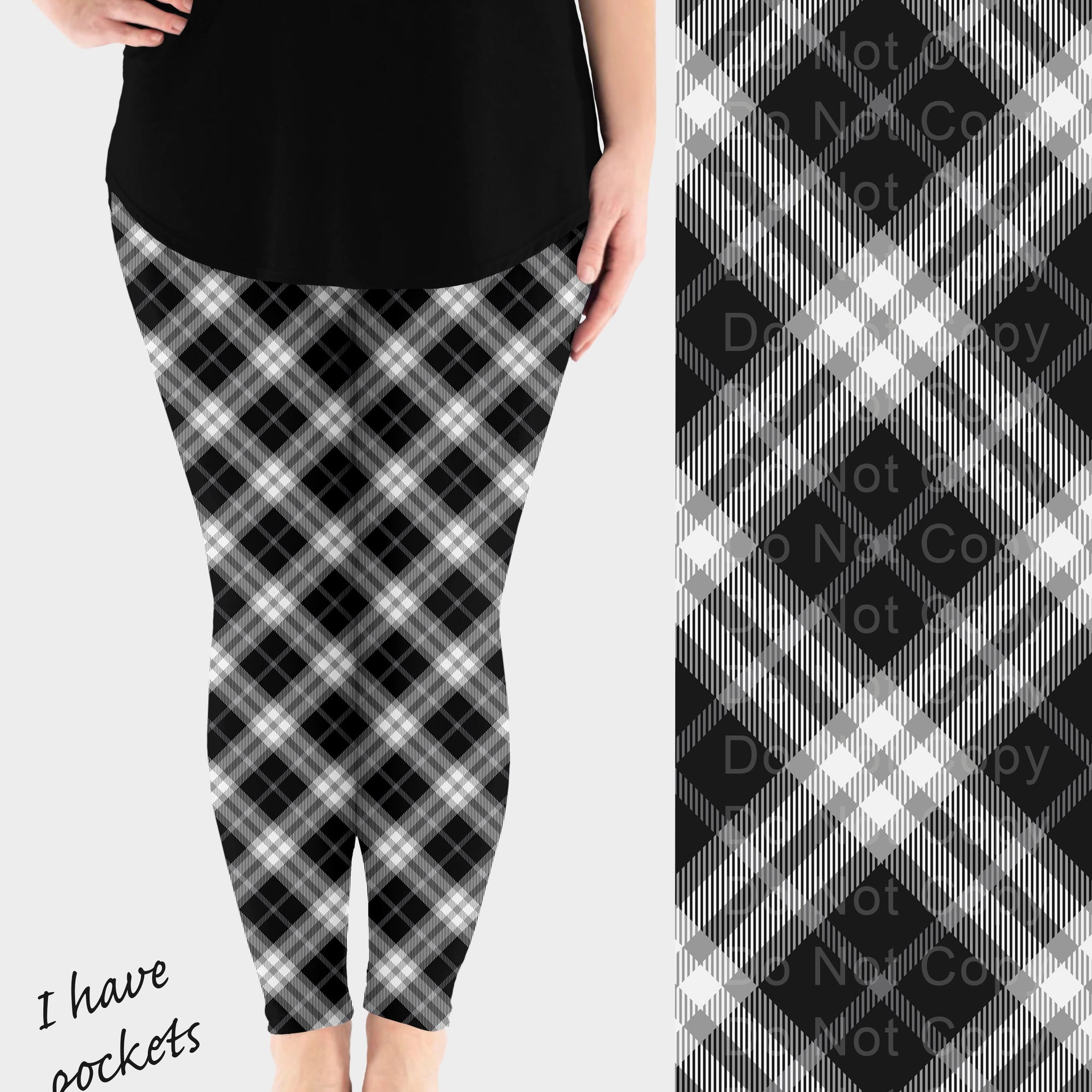 RTS - BW Plaid Leggings w/ Pockets