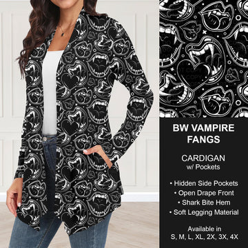B295 - Preorder BW Vampire Fangs Cardigan w/ Pockets (Closes 6/14. ETA: late Aug.)
