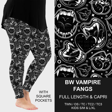 B295 - Preorder BW Vampire Fangs Leggings w/ Pockets (Closes 6/14. ETA: late Aug.)