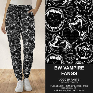 B295 - Preorder BW Vampire Fangs Joggers (Closes 6/14. ETA: late Aug.)