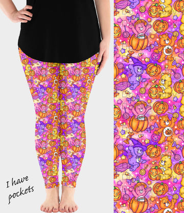 RTS - Beary Pumpkin Bears Leggings w/ Pockets