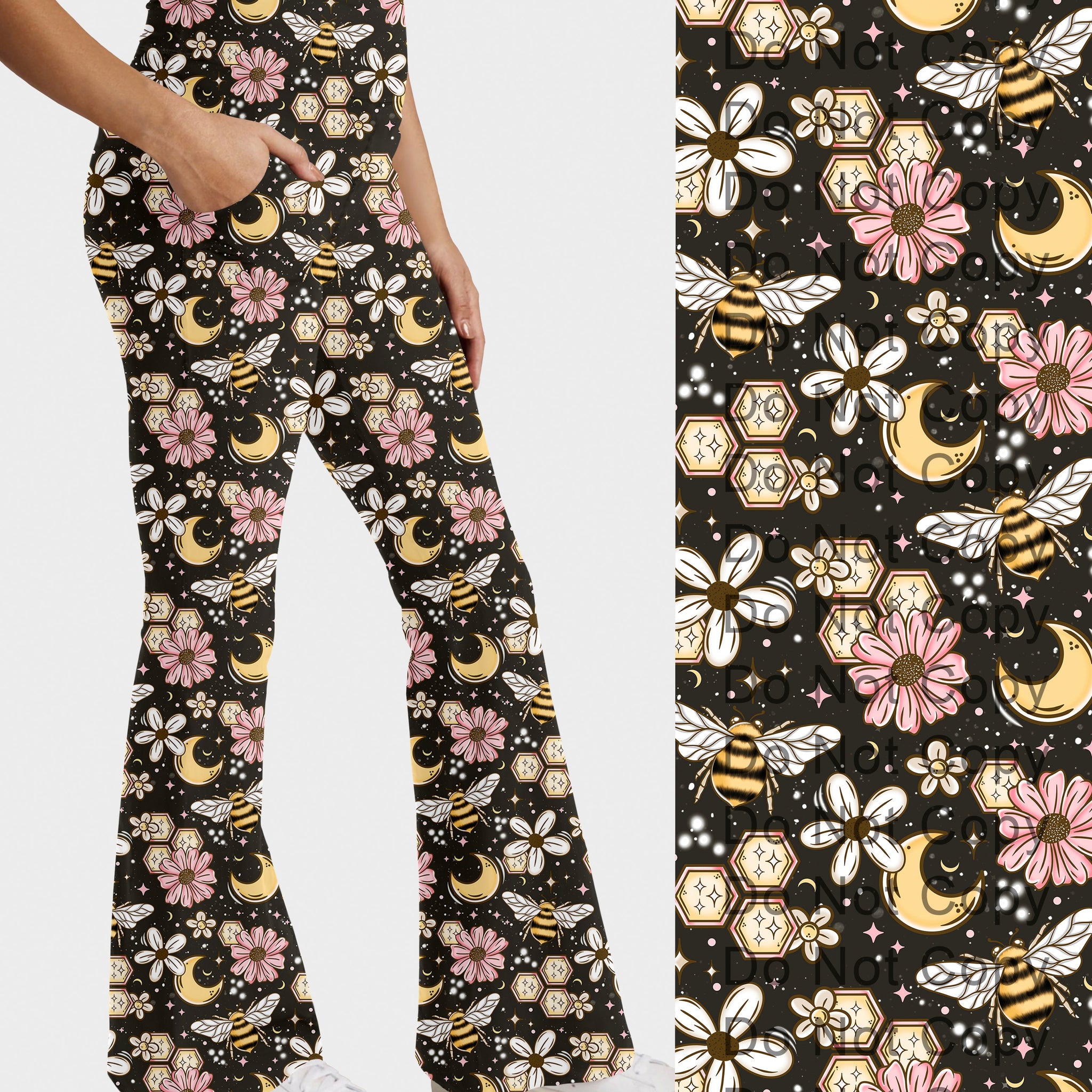 RTS - Bees and Moon Flare Leggings w/ Pockets