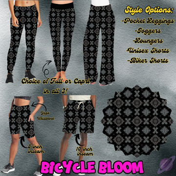 BICYCLE BLOOM - LEGGING/JOGGER/LOUNGER/SHORTS - MOSTLY BLACK RUN PREORDER CLOSING 1/24