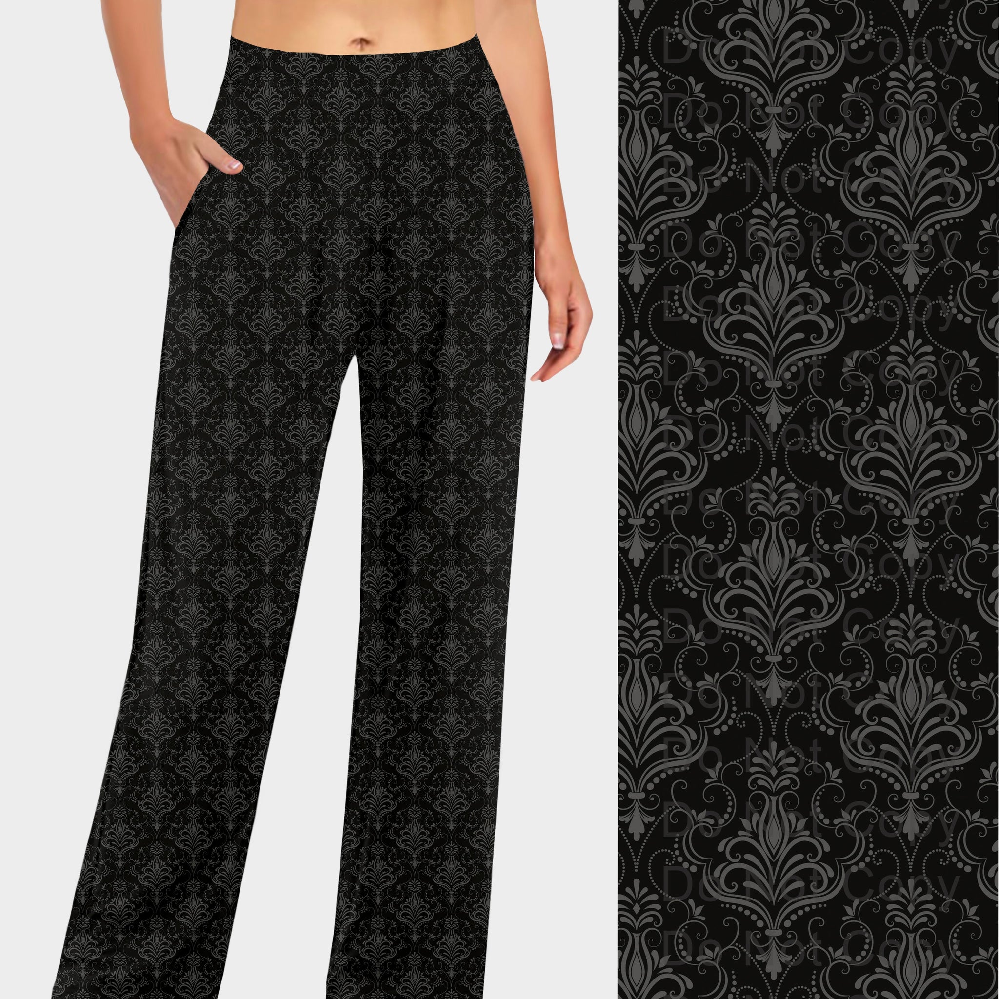 RTS - Black Damask Lounge Pants