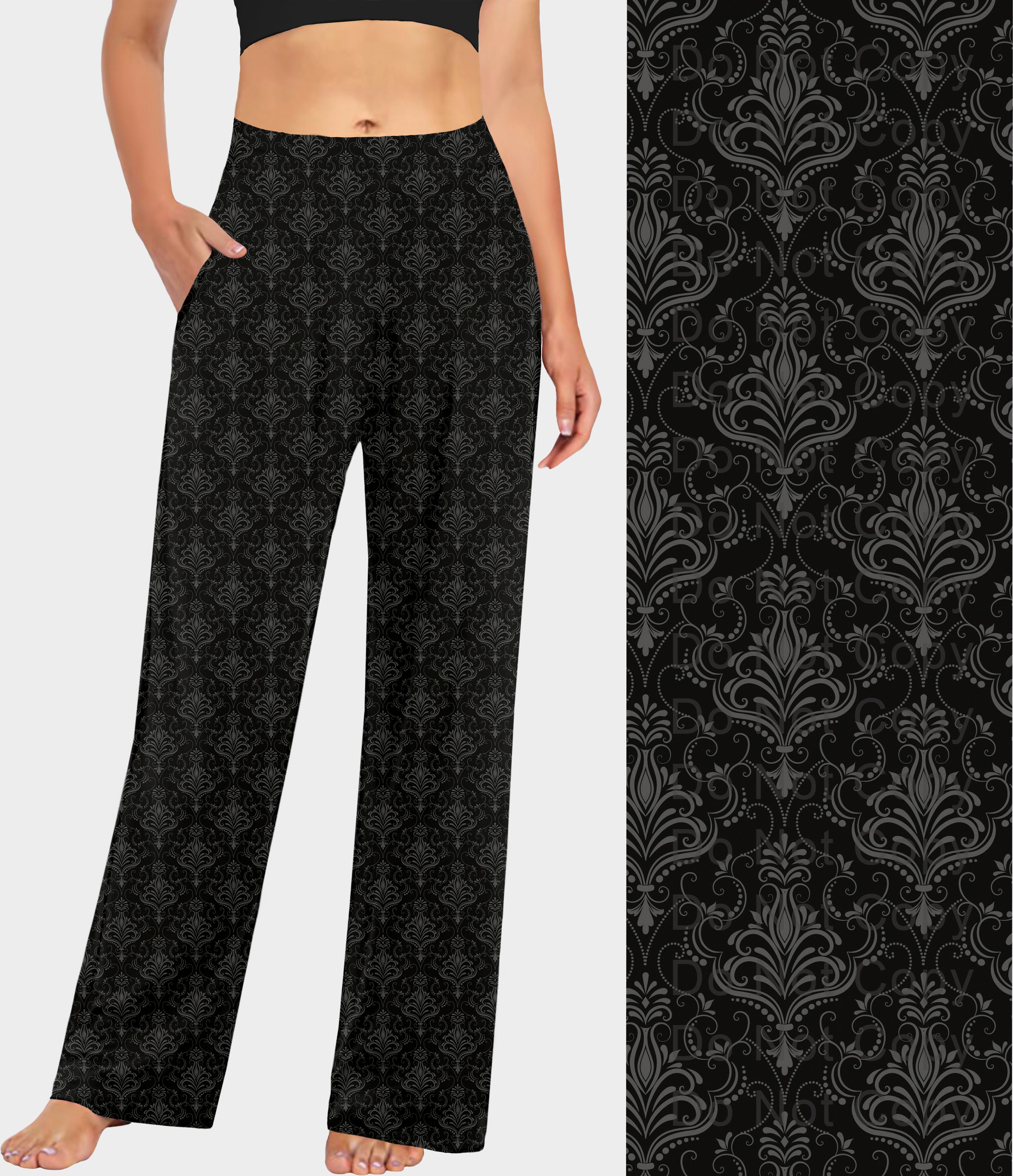 RTS - Black Damask Lounge Pants