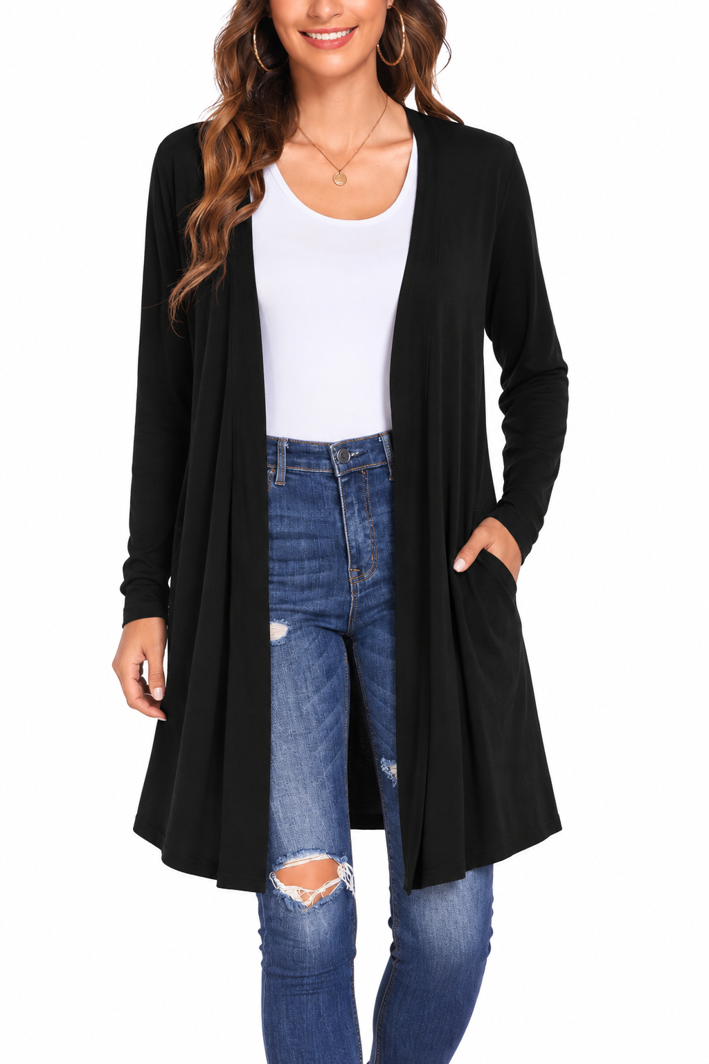 Sweater Cardigan w/ Pockets - knee length