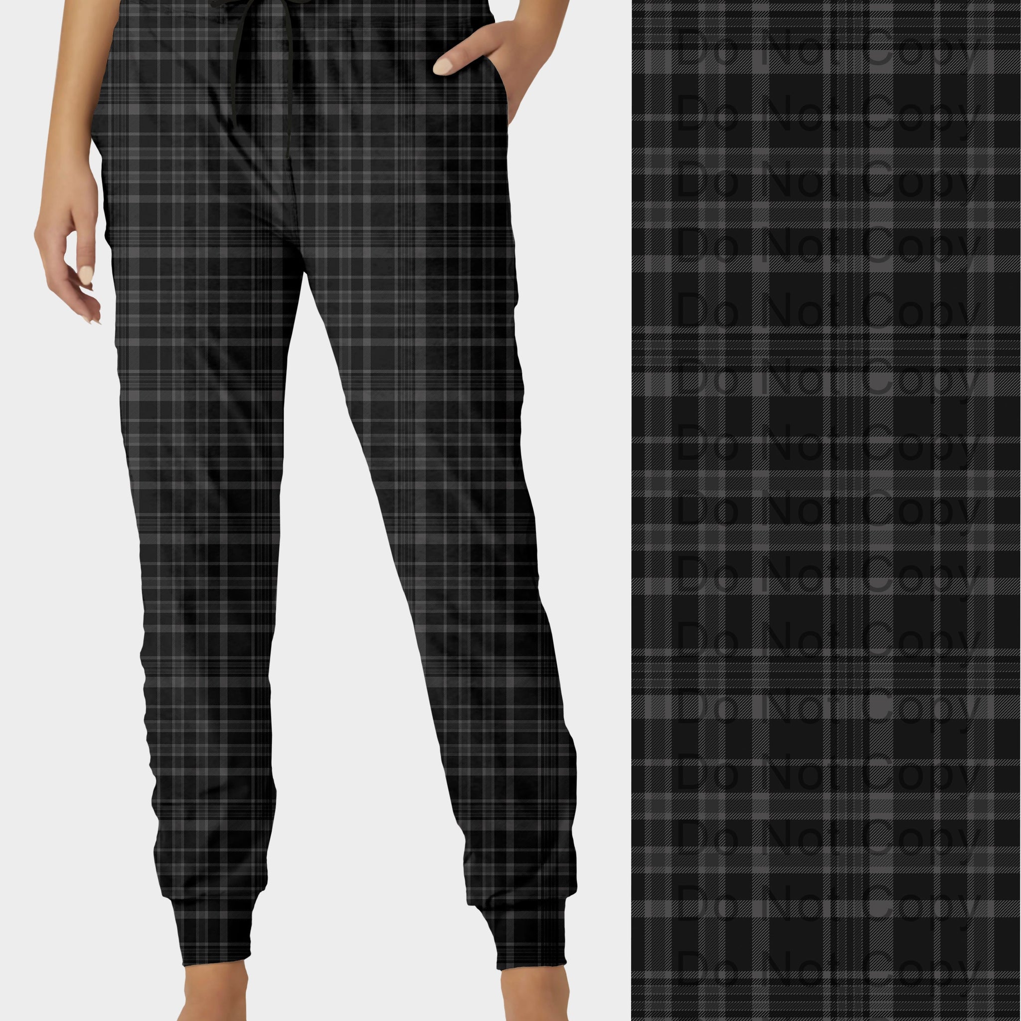 RTS - Black Plaid Joggers