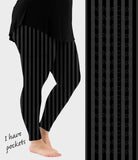 RTS - Black Stripes Leggings w/ Pockets