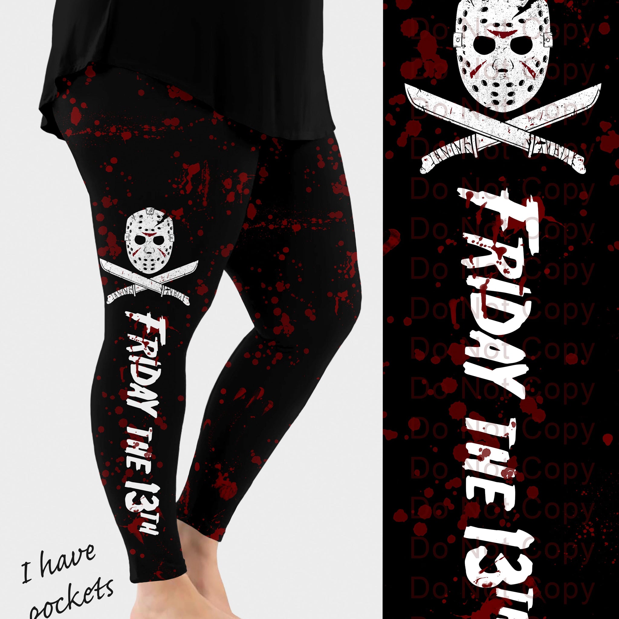 RTS - Blood Splatter Slasher Side Design Leggings w/ Pockets