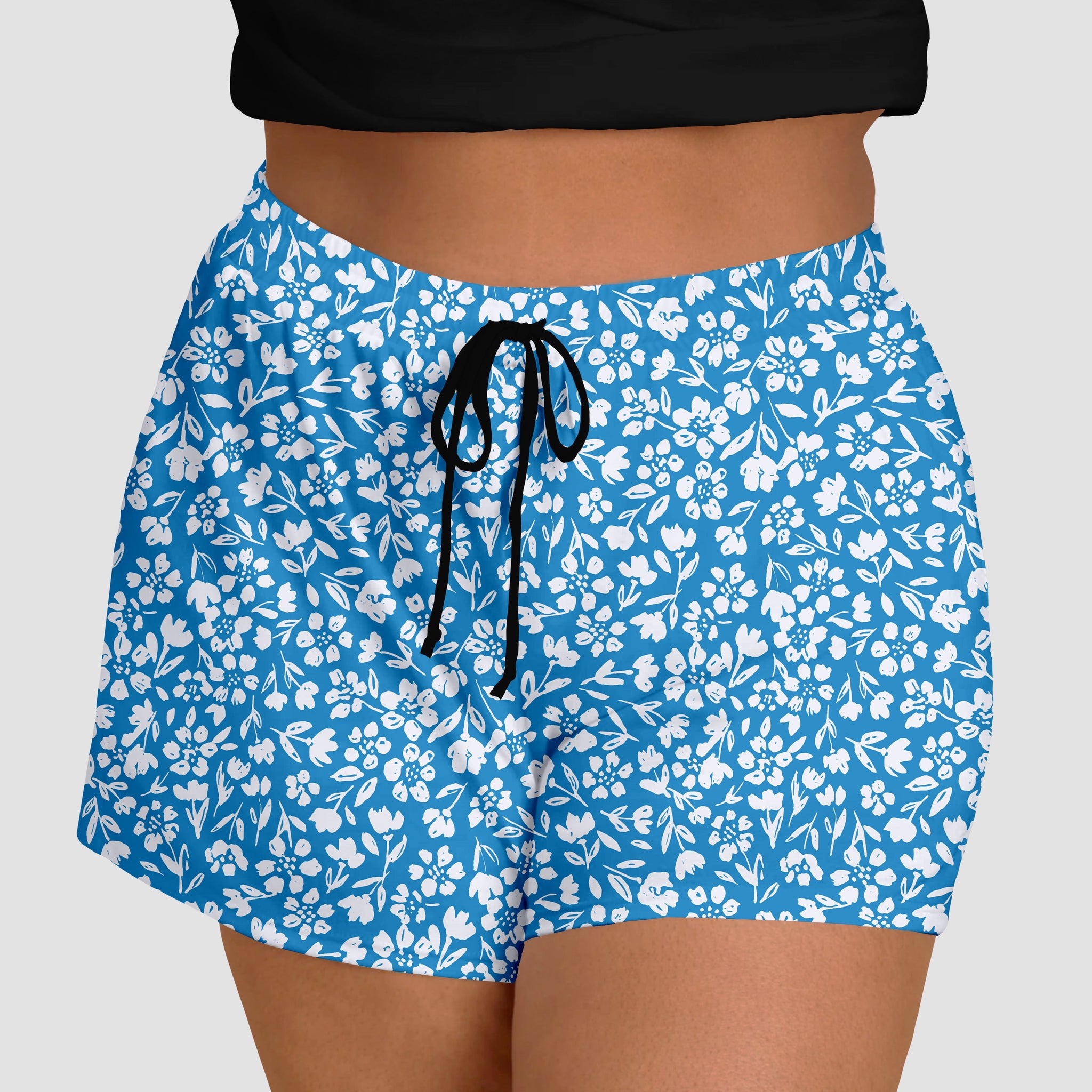 RTS - Blue Dainty Floral Jogger Shorts