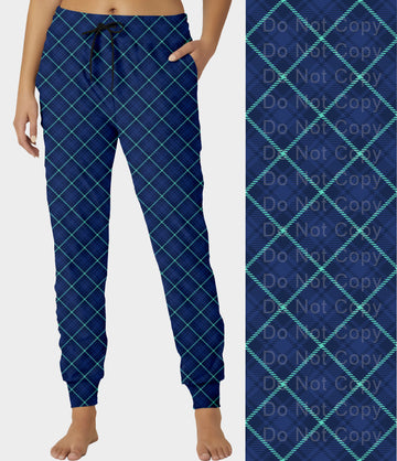 RTS - Blue Diagonal Plaid Joggers