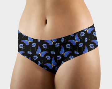 RTS - Blue Flower Butterfly Hipster/High Waist Panties