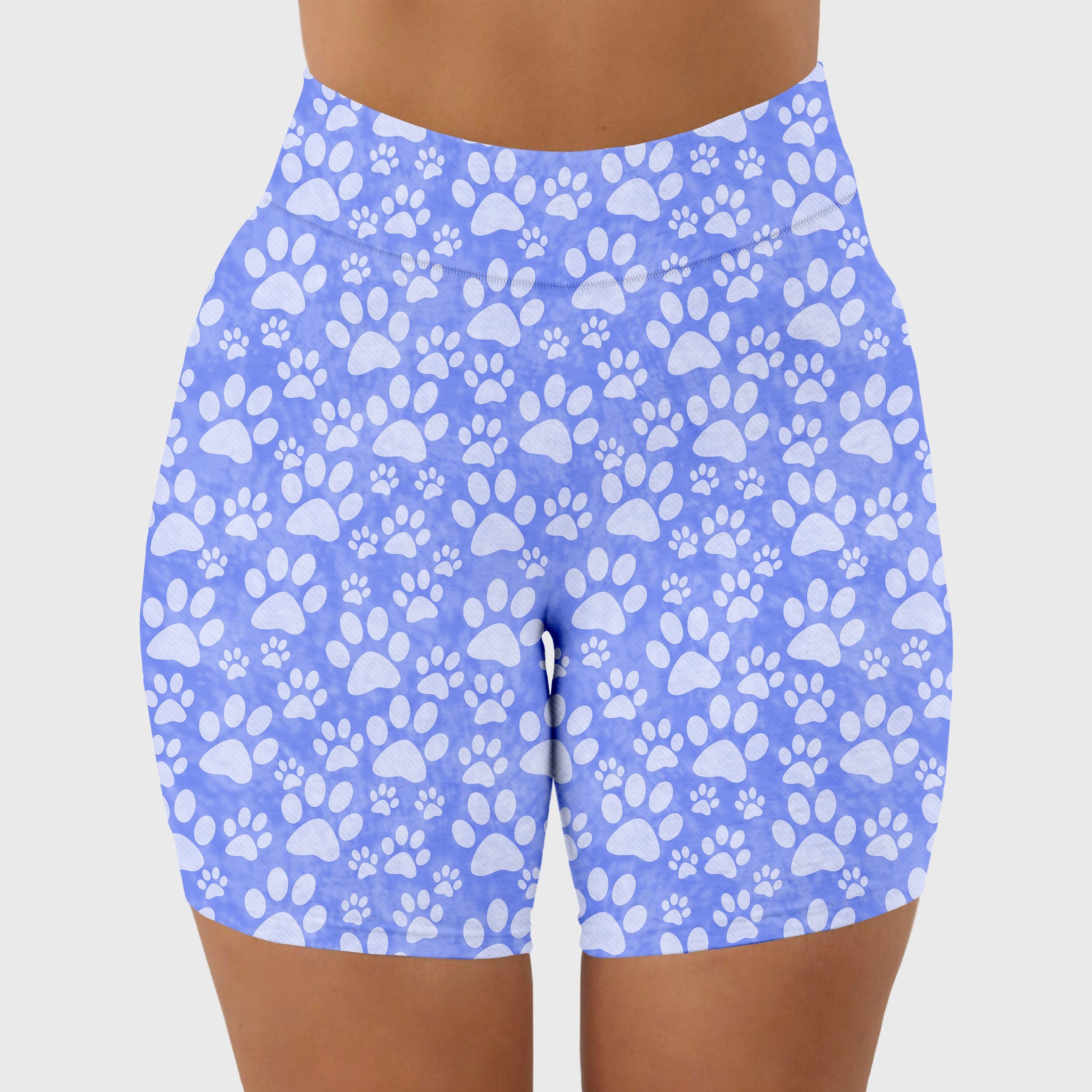RTS - Blue Paws Biker Shorts w/ Pockets