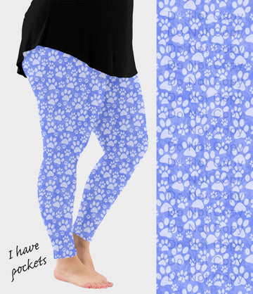 RTS - Blue Paws Leggings w/ Pockets