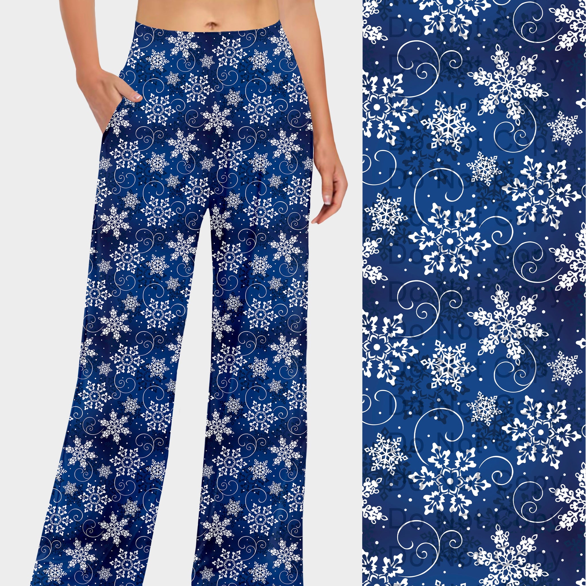 RTS - Blue Snowflake Swirl Lounge Pants