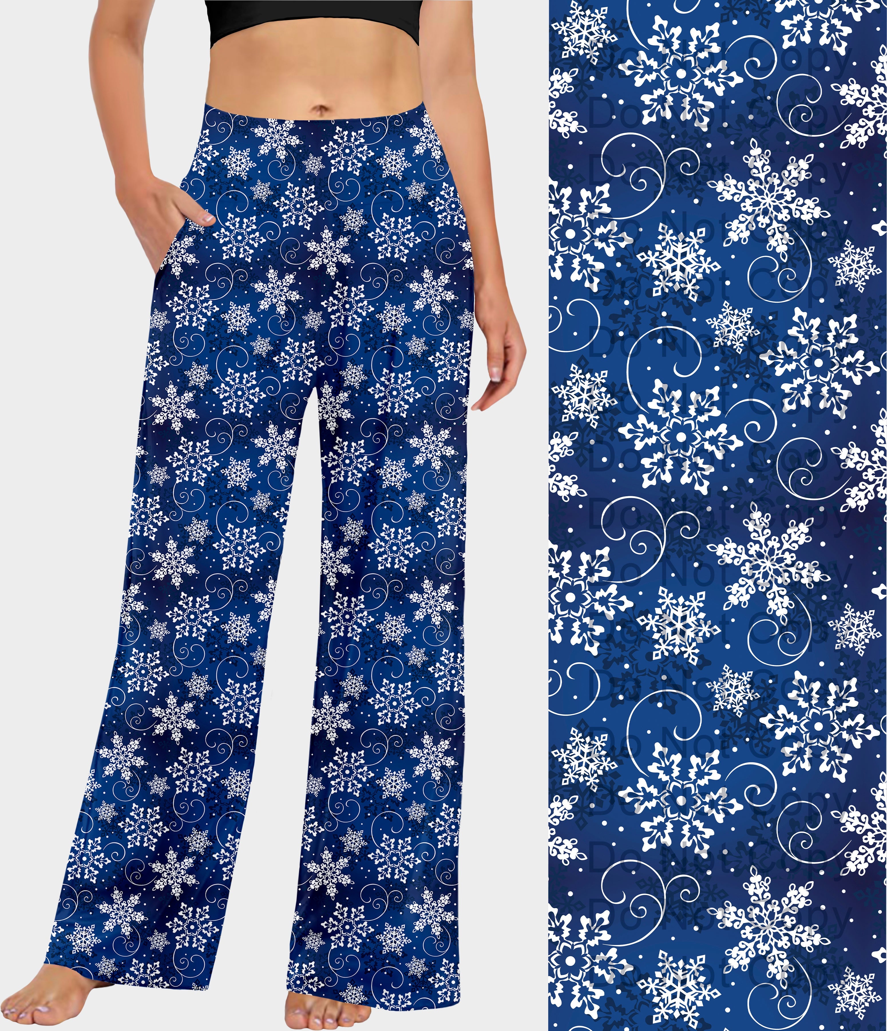 RTS - Blue Snowflake Swirl Lounge Pants