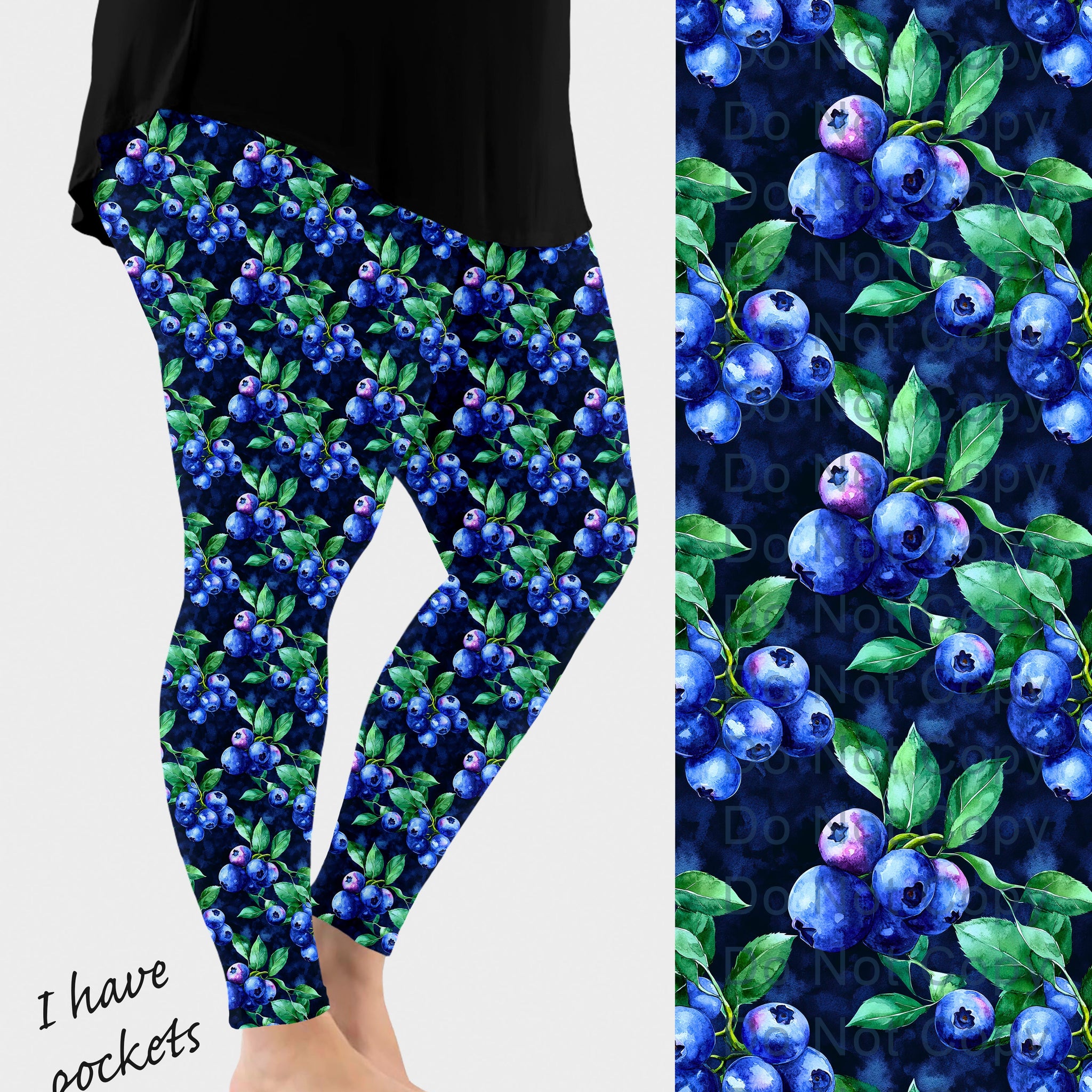 RTS - Blueberry Leggings w/ Pockets