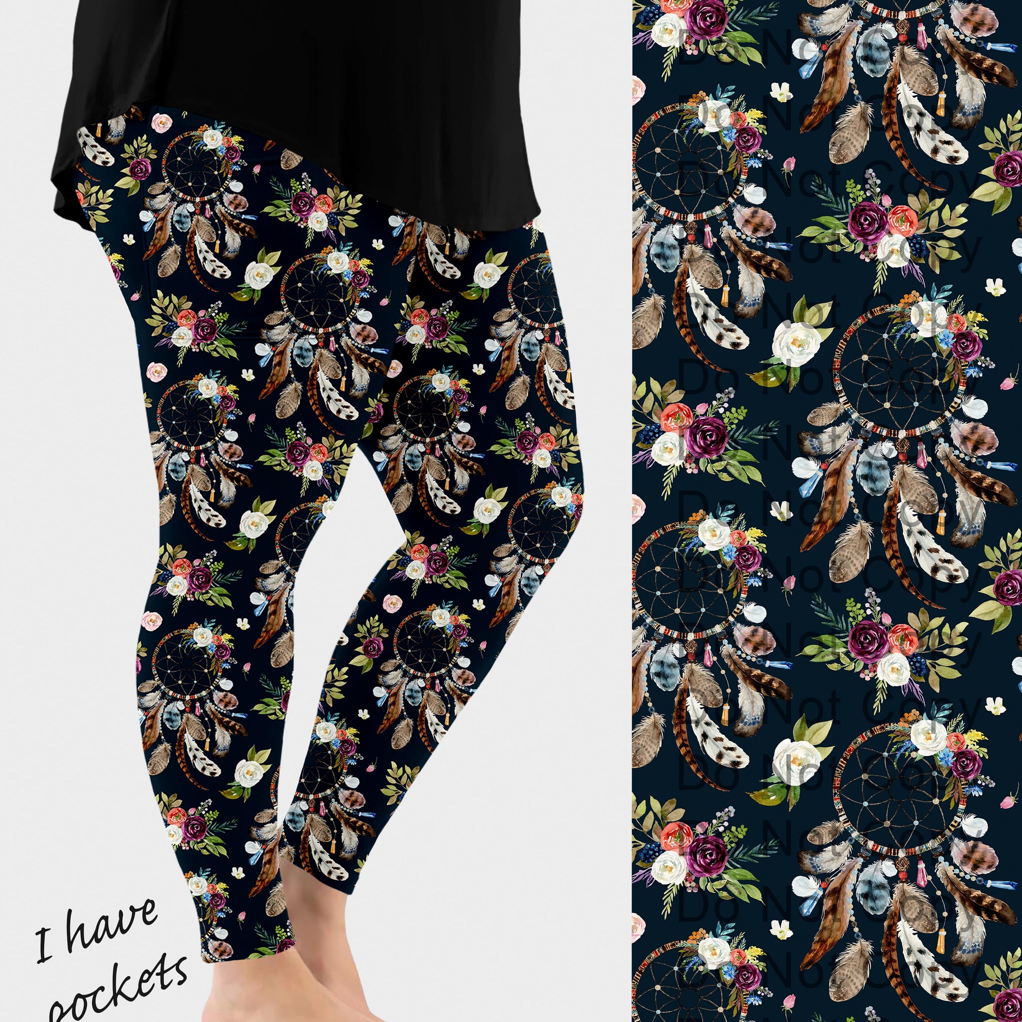 RTS - Boho Dreamcatcher Leggings w/ Pockets