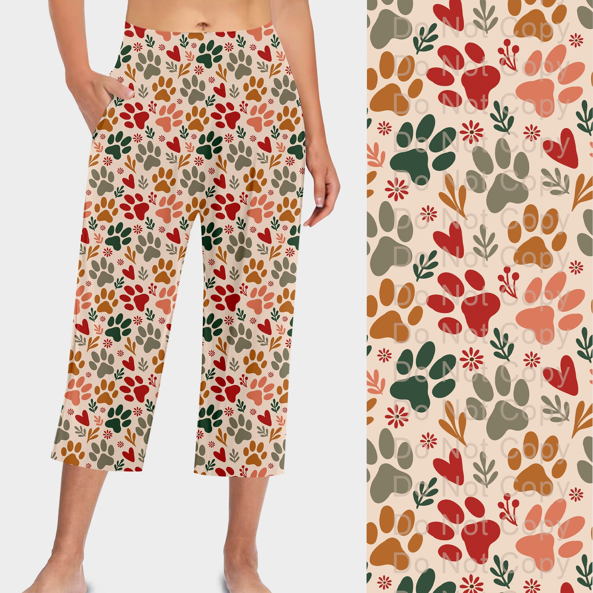 RTS - Boho Paws Capri Lounge Pants