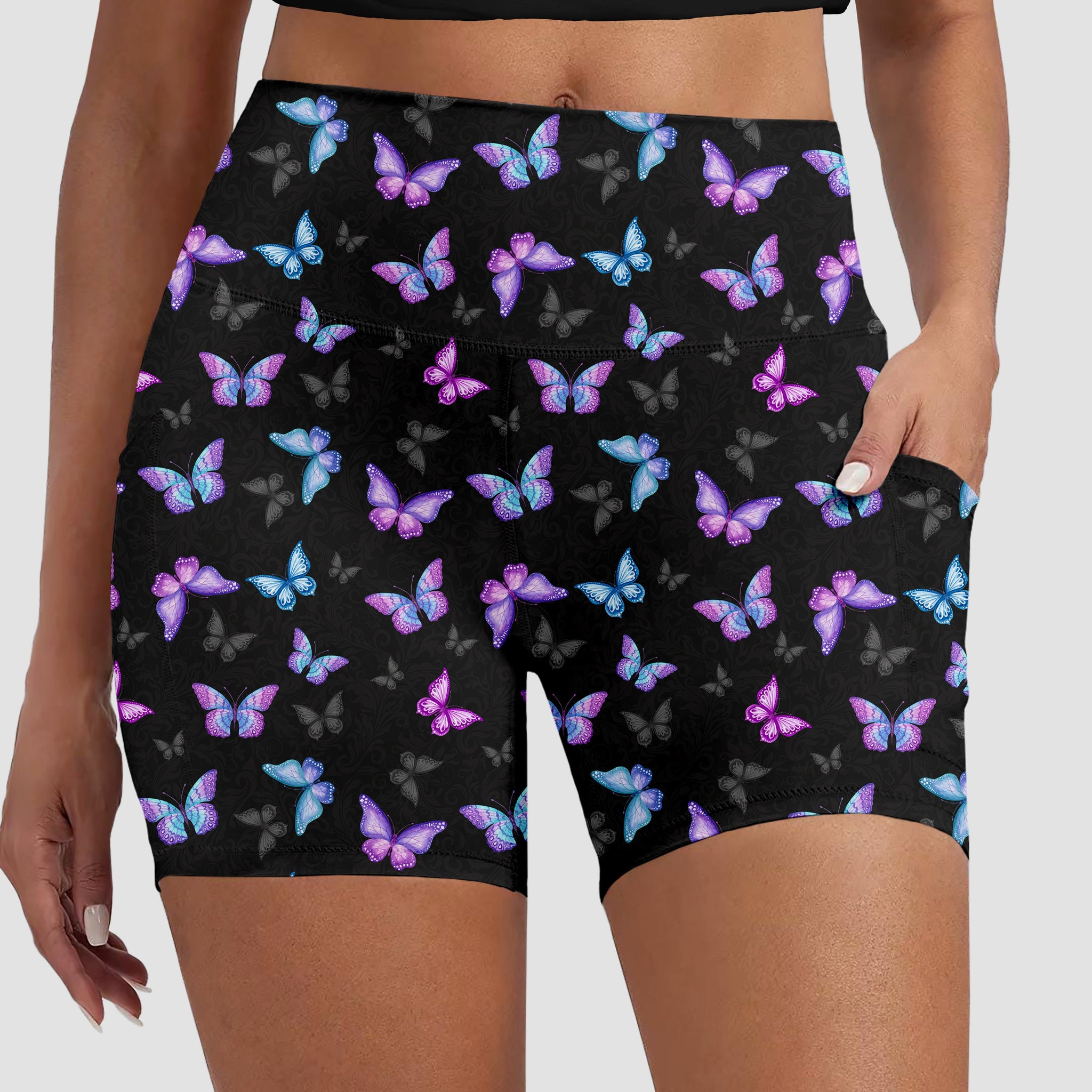 RTS - Butterflies Biker Shorts w/ Pockets