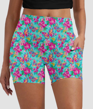 RTS - Butterfly Paradise Biker Shorts with Pockets