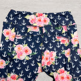 Pink Flowers & Anchors Navy Soft Leggings w/ Pockets