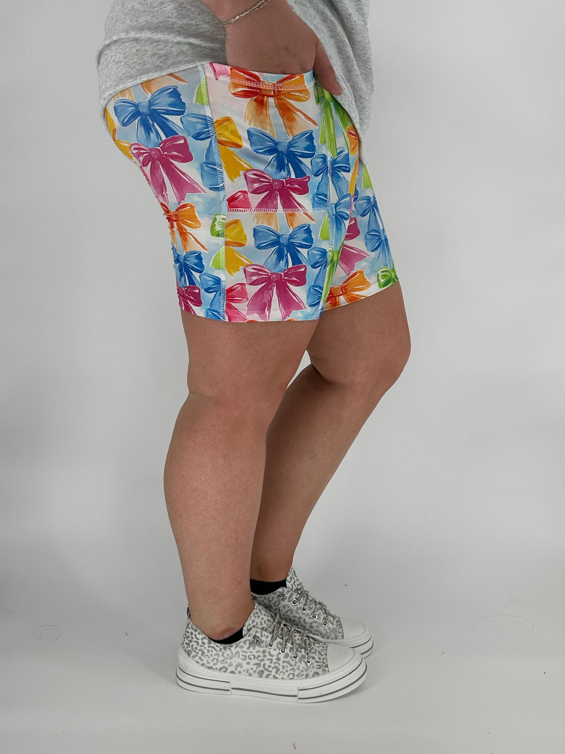Rainbow Bow Biker Shorts w/ Pockets