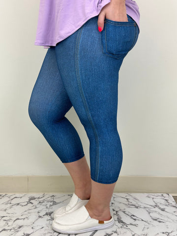 Blue Denim Capri w/ Butt Pockets * ETA 5/12