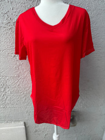 Ready to Ship Solid True Red V-Neck Tee