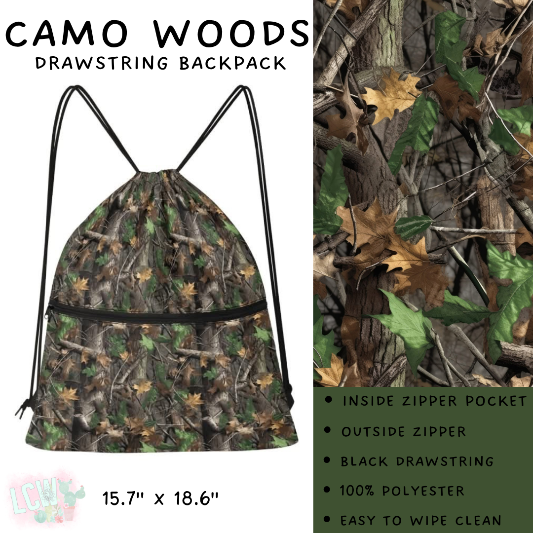 Batch #276 - Fanny Packs & Drawstring Backpacks - Closes 1/24 - ETA late March - Camo Woods Drawstring Backpack