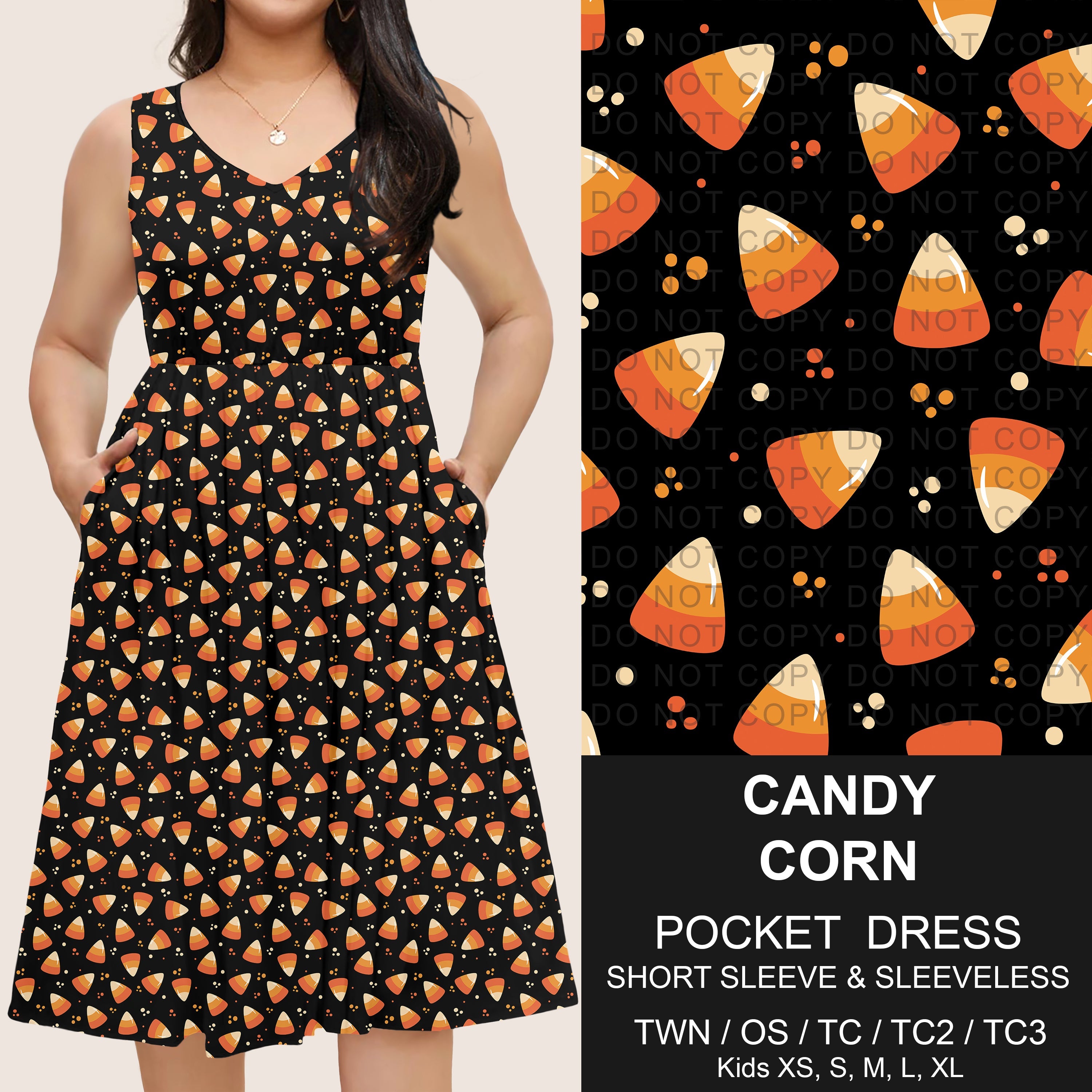 B302 - Preorder Candy Corn Pocket Dress (Closes 7/24. ETA: early Oct)