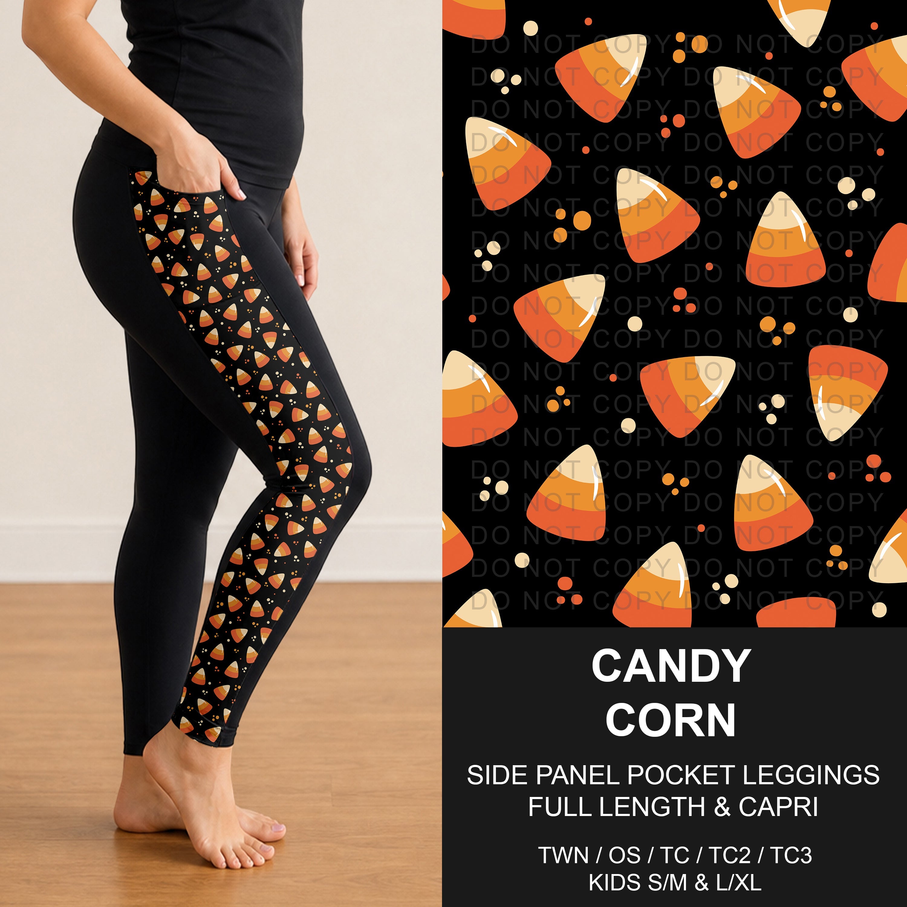 B295 - Preorder Candy Corn Side Panel Pocket Leggings (Closes 6/14. ETA: late Aug.)