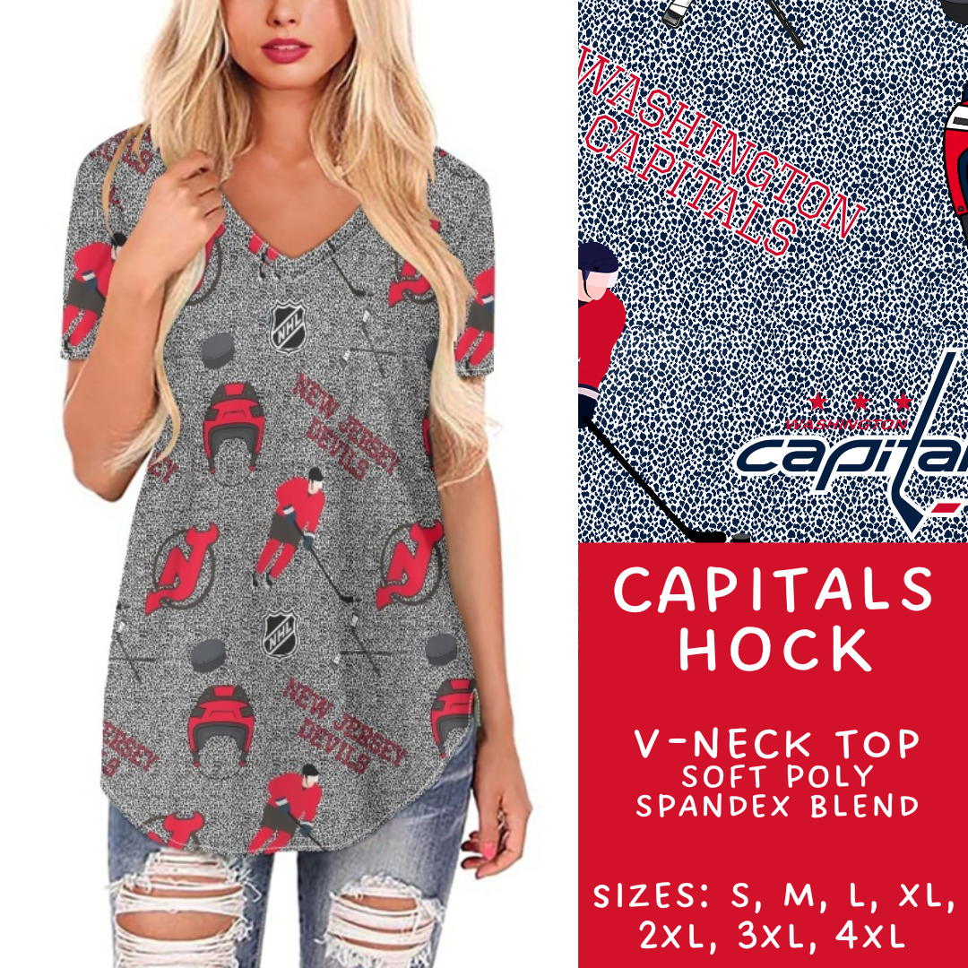 Batch #243 - Hockey - Closes 11/25 - ETA mid Jan - Capitals Hock V-Neck Tee