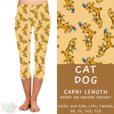 Ready To Ship - Cat Dog Capri Length Leggings - OS Square Pocket