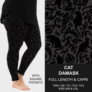 B314 - Preorder Cat Damask Leggings w/ Pockets (Closes 9/27. ETA: late Nov.)