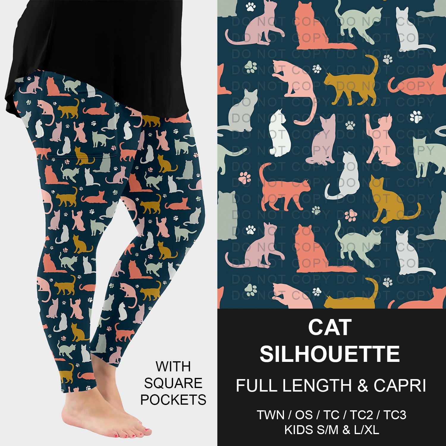 B271 - Preorder Cat Silhouette Leggings w/ Pockets (Closes 1/25. ETA: early April)