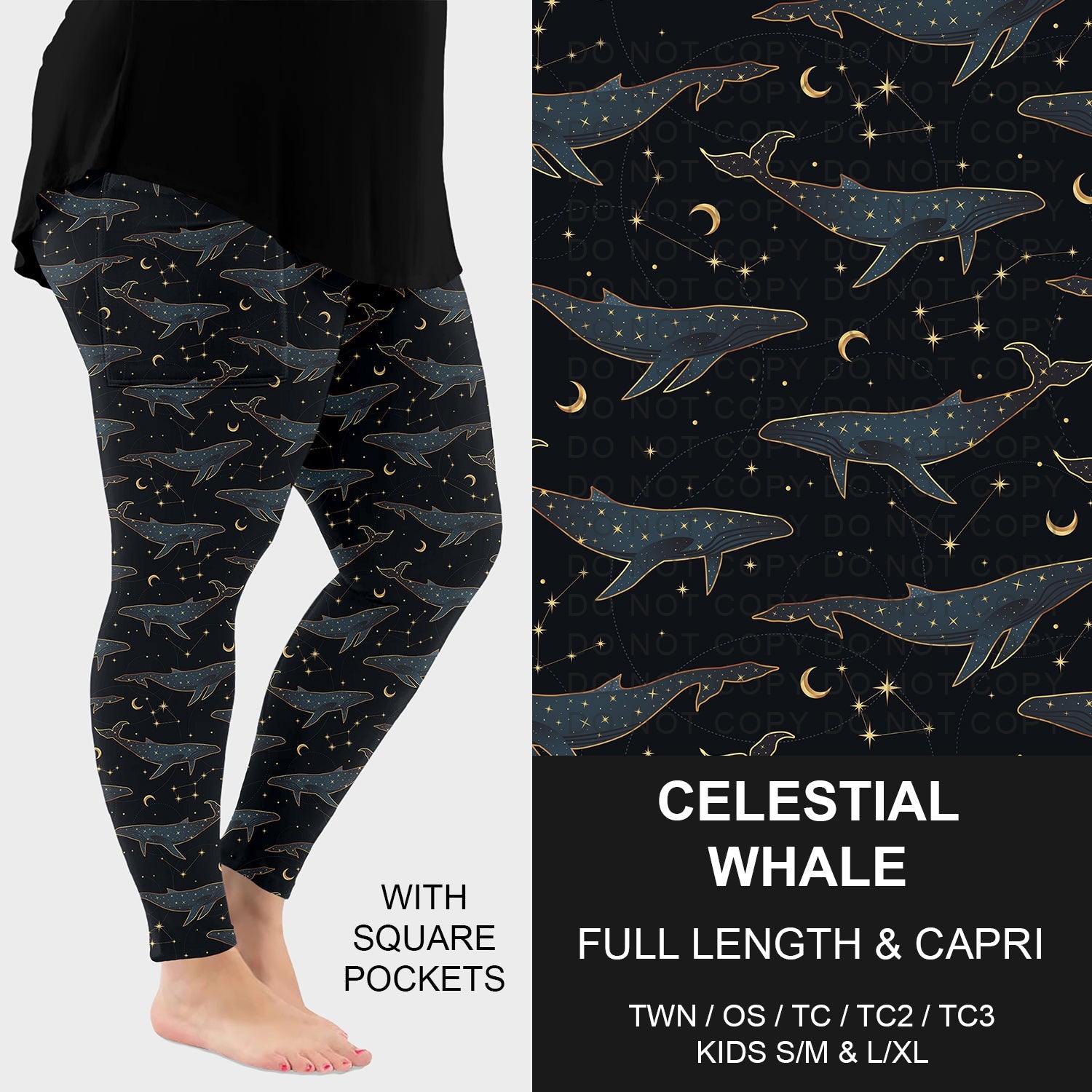 B264 - Preorder Celestial Whale Leggings w/ Pockets (Closes 12/07. ETA: early Feb.)
