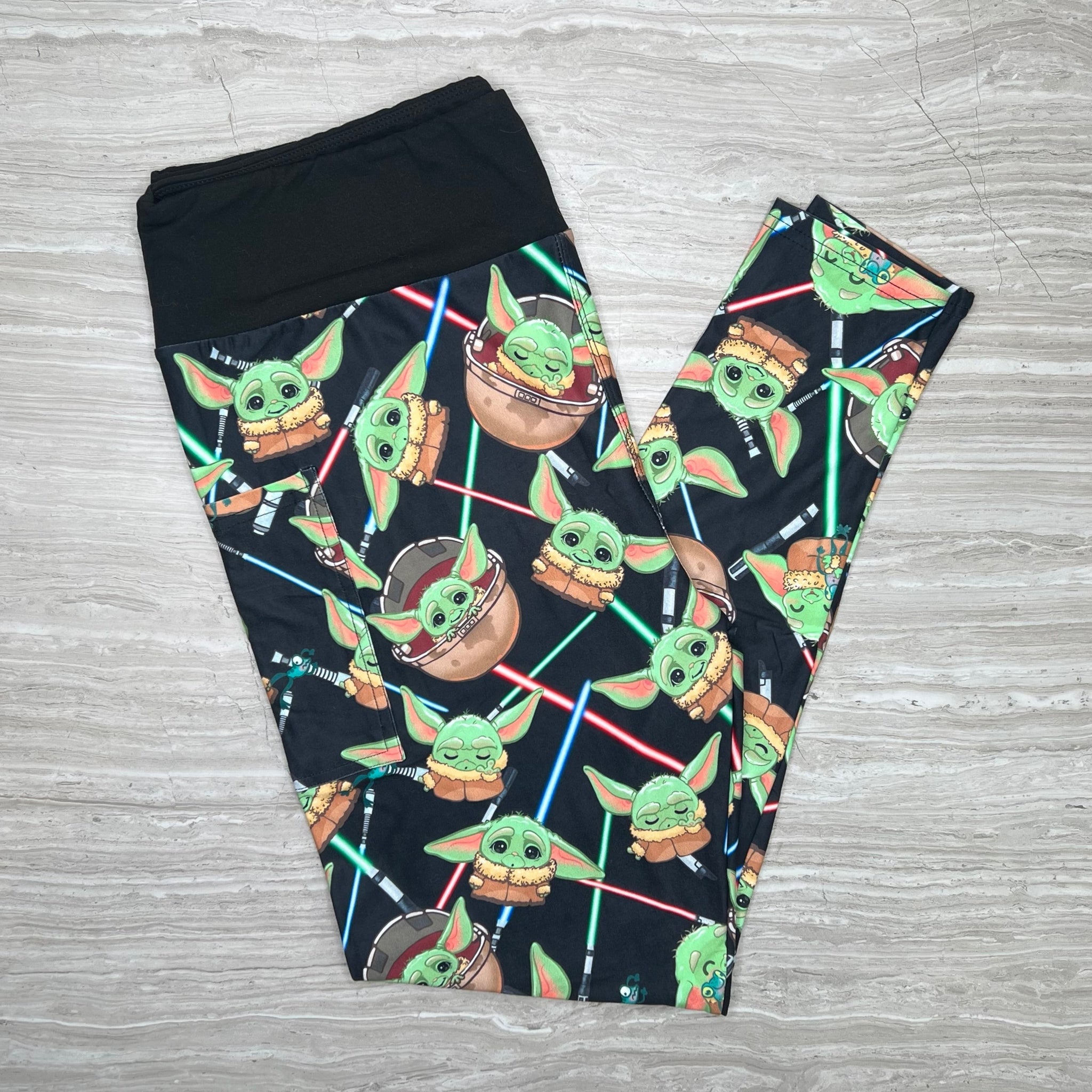 Grogu w/ Lightsabers Star Wars Print Leggings w/ Pockets