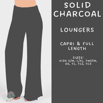 Ready To Ship - Solid Charcoal Capri and Full Length Loungers