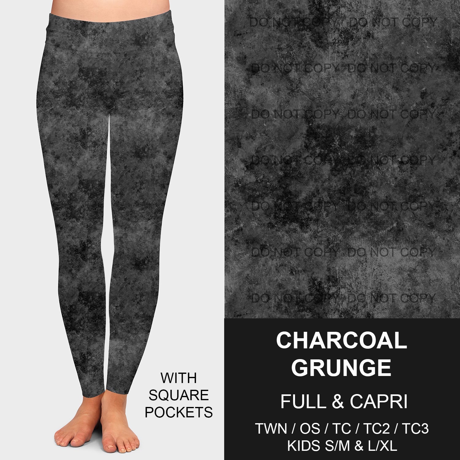 B205 - Preorder Charcoal Grunge Leggings w/ Pockets (Closes 1/12. ETA: early April)