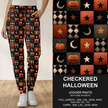 B299 - Preorder Checkered Halloween Joggers (Closes 7/12. ETA: mid Sept.)