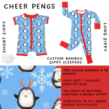 Ready to Ship - Cheer Pengs Long Zippy Sleeper - 2T, 3T & 4T