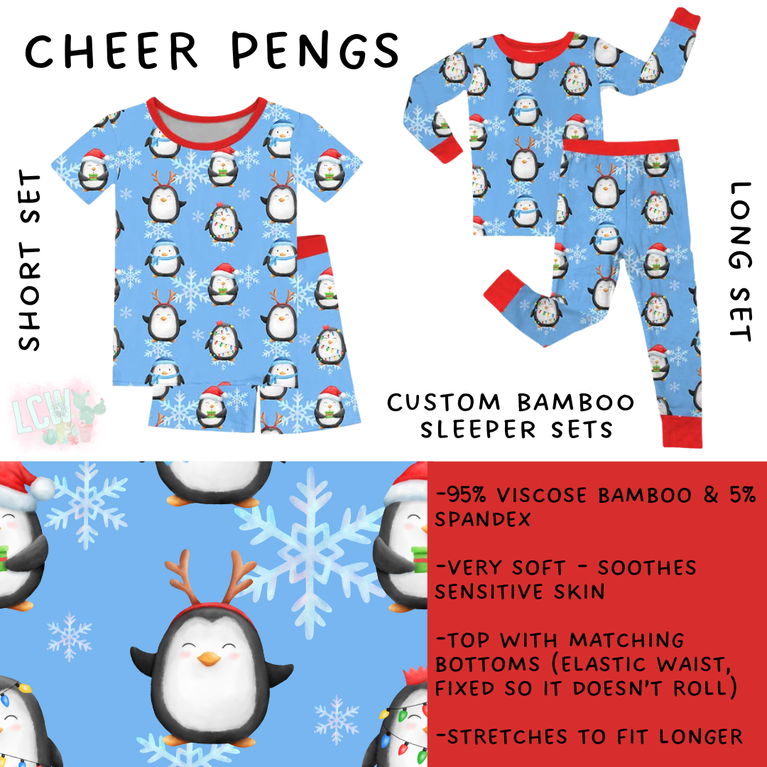 Ready to Ship - Cheer Pengs Bamboo Short Sleeper Set - 3T, 4T & 6T