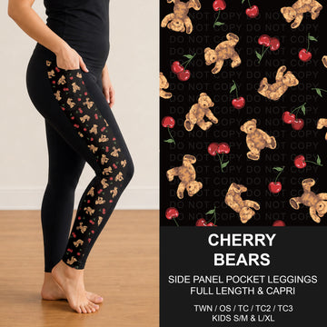 B309 - Preorder Cherry Bears Side Panel Pocket Leggings (Closes 8/23. ETA: late Oct.)