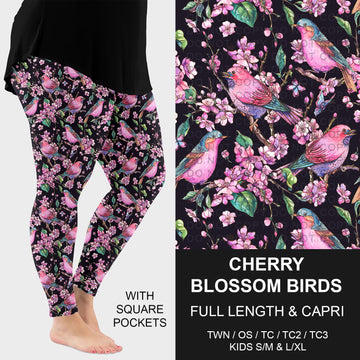 B265 - Preorder Cherry Blossom Birds Leggings w/ Pockets (Closes 12/14. ETA: mid Feb.)