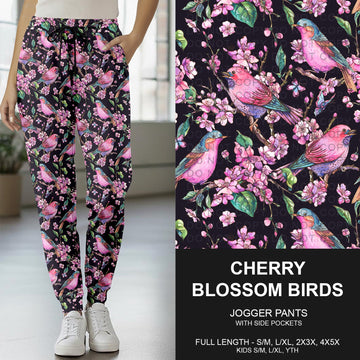 B265 - Preorder Cherry Blossom Birds Joggers (Closes 12/14. ETA mid Feb..)