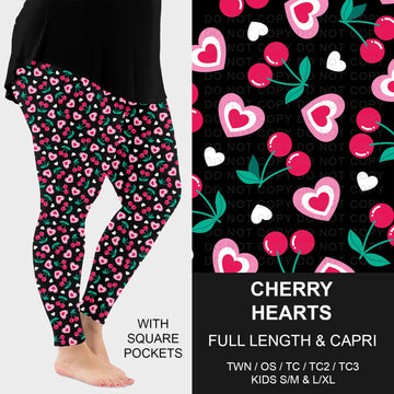 B263 - Preorder Cherry Hearts Leggings w/ Pockets (Closes 11/30. ETA: late Jan.)